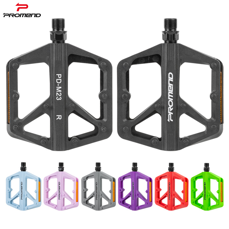 Педали Promend для велосипеда многоцветные нейлоновые с двойными отражателями для шоссейного и горного велосипеда