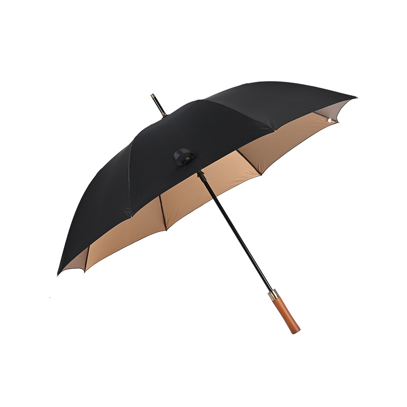 27inch Golf Umbrella Customized Gold Tape Solid Wood Handle Full Fiber Umbrella Business Promotional Gift Advertising Umbrella