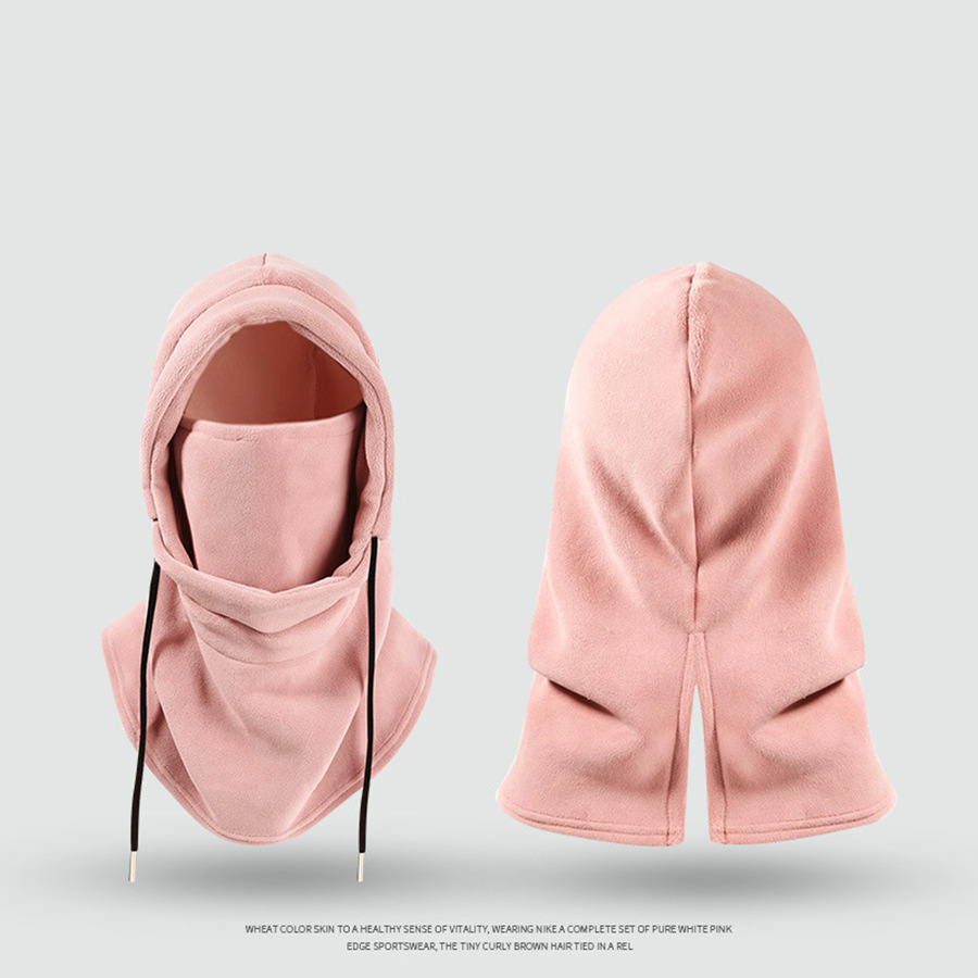 Шарф-шапка осень-зима однотонная для активного отдыха ветрозащитная холодостойкая теплая флисовая шапка с защитой ушей