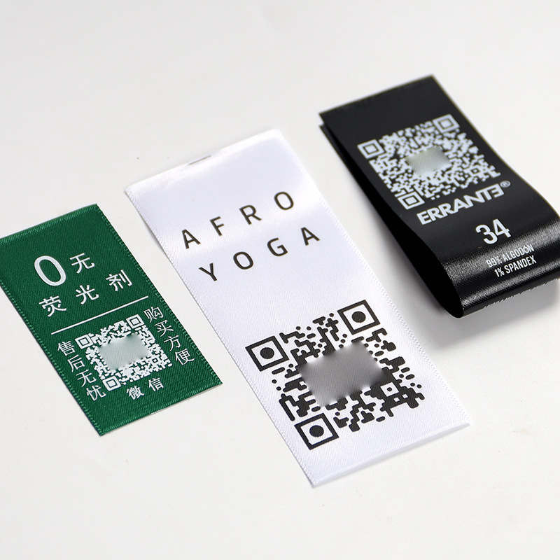 Can Accept Urgent Orders, Black and White Cloth Labels, Custom Satin Labels, Printed Labels, Clothing, Bags, Shoes and Hats, Qr Codes, Washable Labels