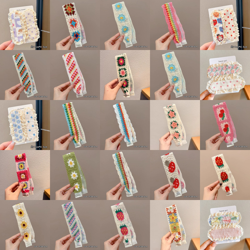 Floral Knitted Headband with Bangs, French-Style Hair Patch, Magic Hair Patch for Women, Non-Pressing Hair Hoop, Face-Washing Headband, Hair Accessory