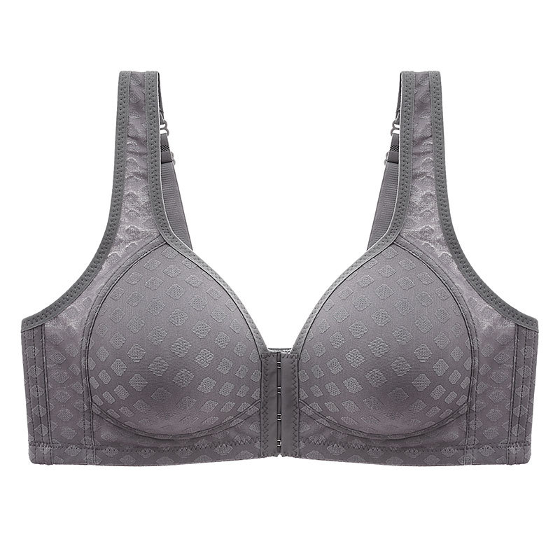 High-grade Large-size Front Buckle Bra Push-up Without Steel Rings Vest-type Thin Chest-lifting Middle-aged Mother's Beautiful Back Underwear