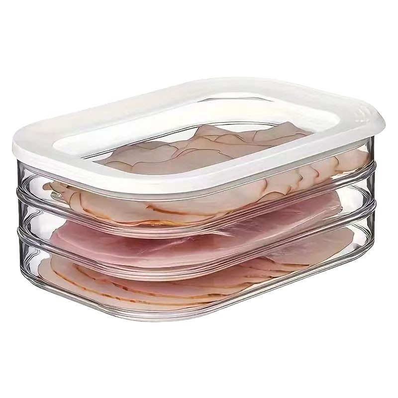 Cross-Border Hot-Selling Cooked Meat Preservation Box Multi-Layer Refrigerator Sealed Storage Box Food Transparent Classified Box with Lid