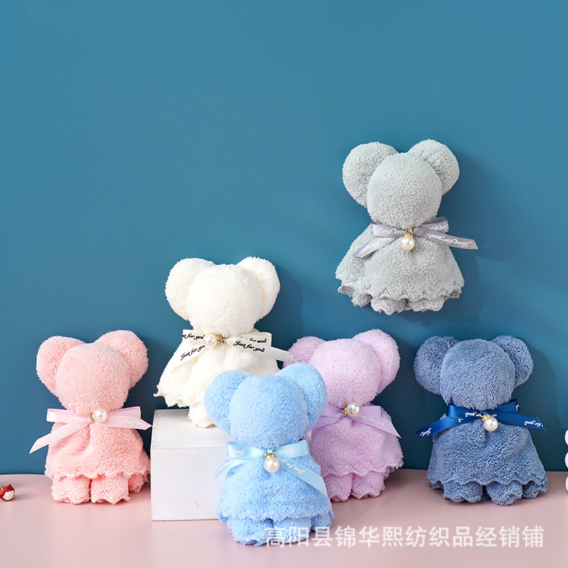 Coral Velvet Bear Square Scarf Souvenir Wedding Celebration Candy Shop Birthday Women's Day Full Moon Opening Return Gift