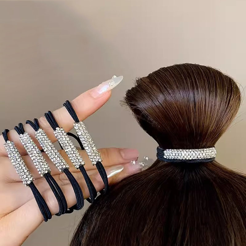 Advanced Rhinestone Elegant Hair Rope Women's Hair Rope Hair Rope 2024 New High Elastic Durable Rubber Band