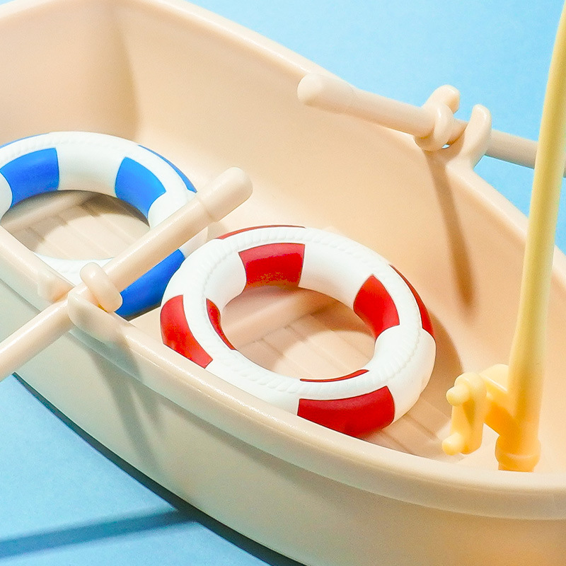 Miniature Model Toy Dollhouse Small Ornaments Children's Pretend Play Floating Fishing Boat Fishing Boat Simulation Cross-Border