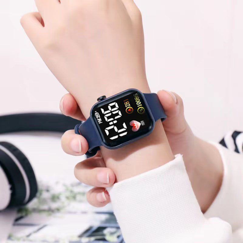 Foreign Trade Hot Sale Love Small Square Couple Children's Watch Sports LED Electronic Watch Student Electronic Watch