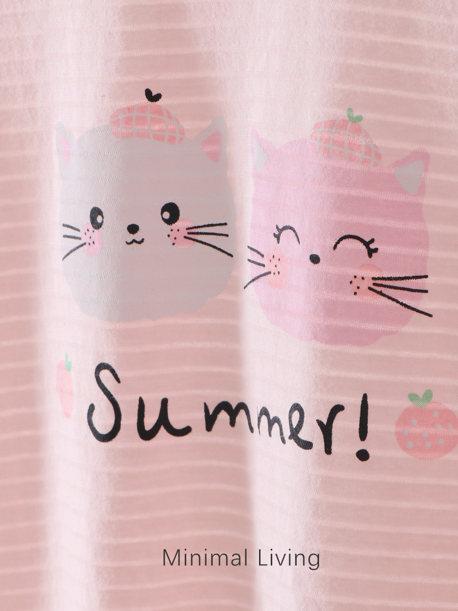 Girls' Nightgown Summer Thin Breathable Comprehensive Children's Pajamas Girls' Medium and Large Children's Air-Conditioned Clothes Home Clothes New Style