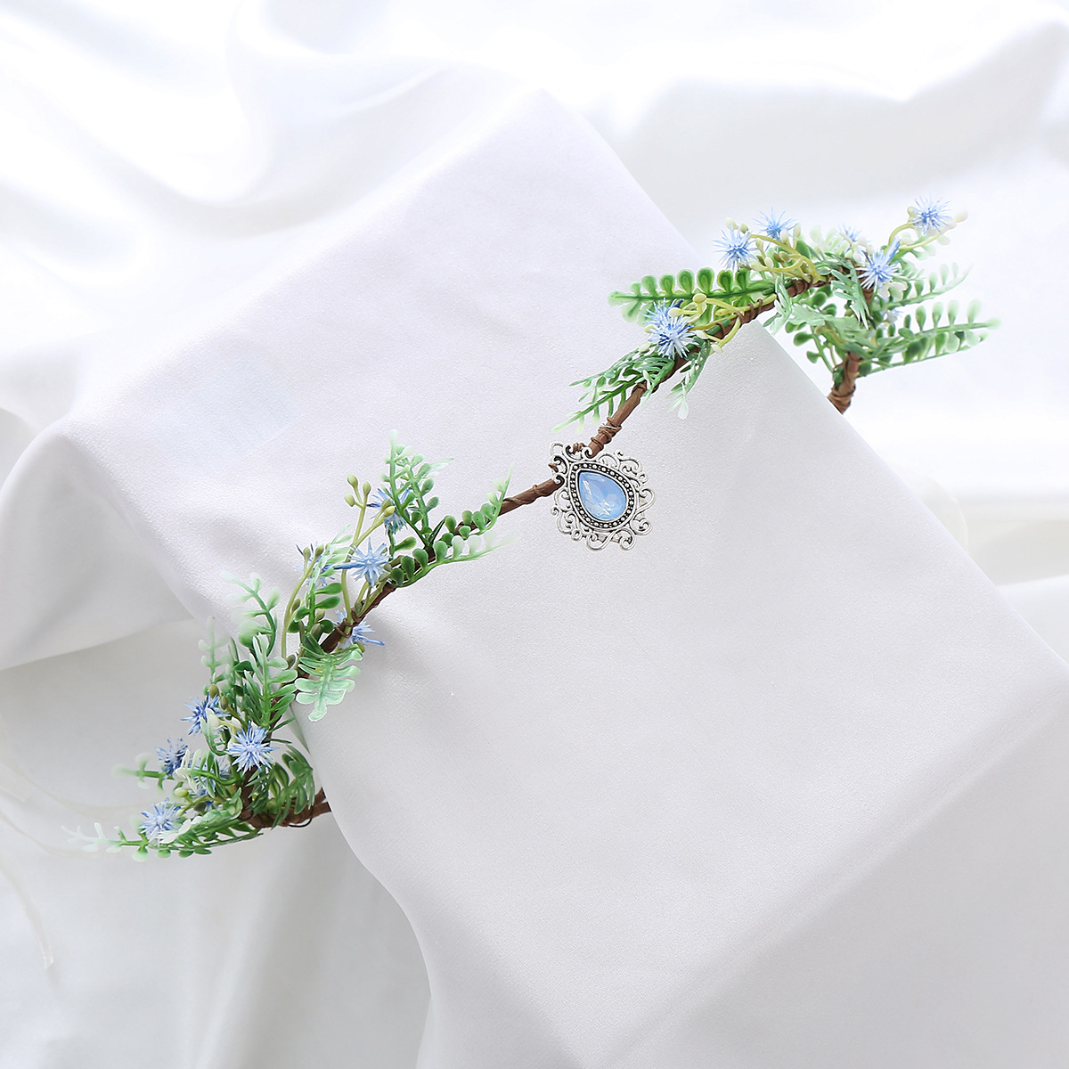 Handmade Forest Flower Crown Headband Wedding Fairy Headdress Crystal Retro Role-Playing Clothing Accessories
