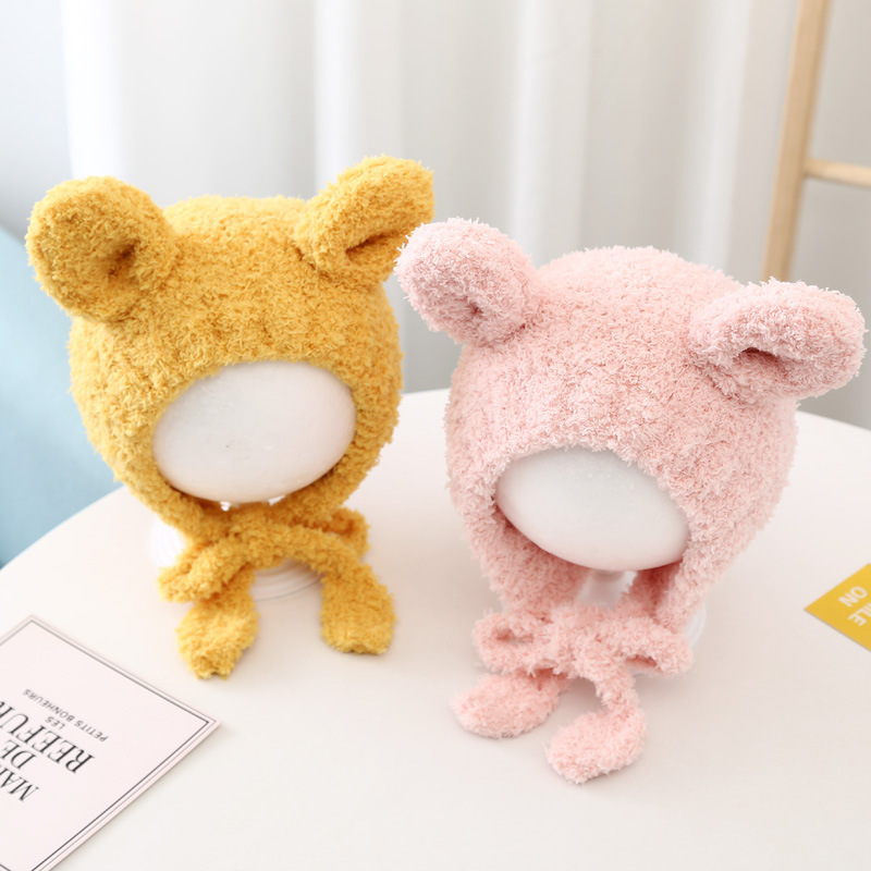 Baby hat autumn and winter baby girl cute super cute ear protection plush hat baby boy warm winter hat children
