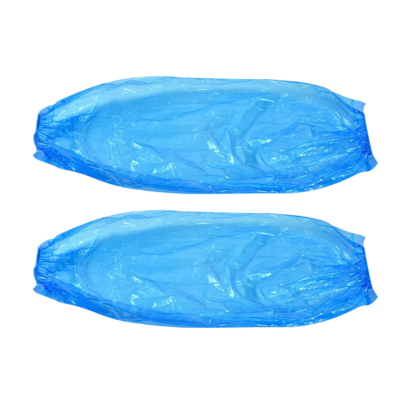Factory in stock disposable PE mechanism oversleeves blue white waterproof transparent plastic oversleeves 100 pcs/bag