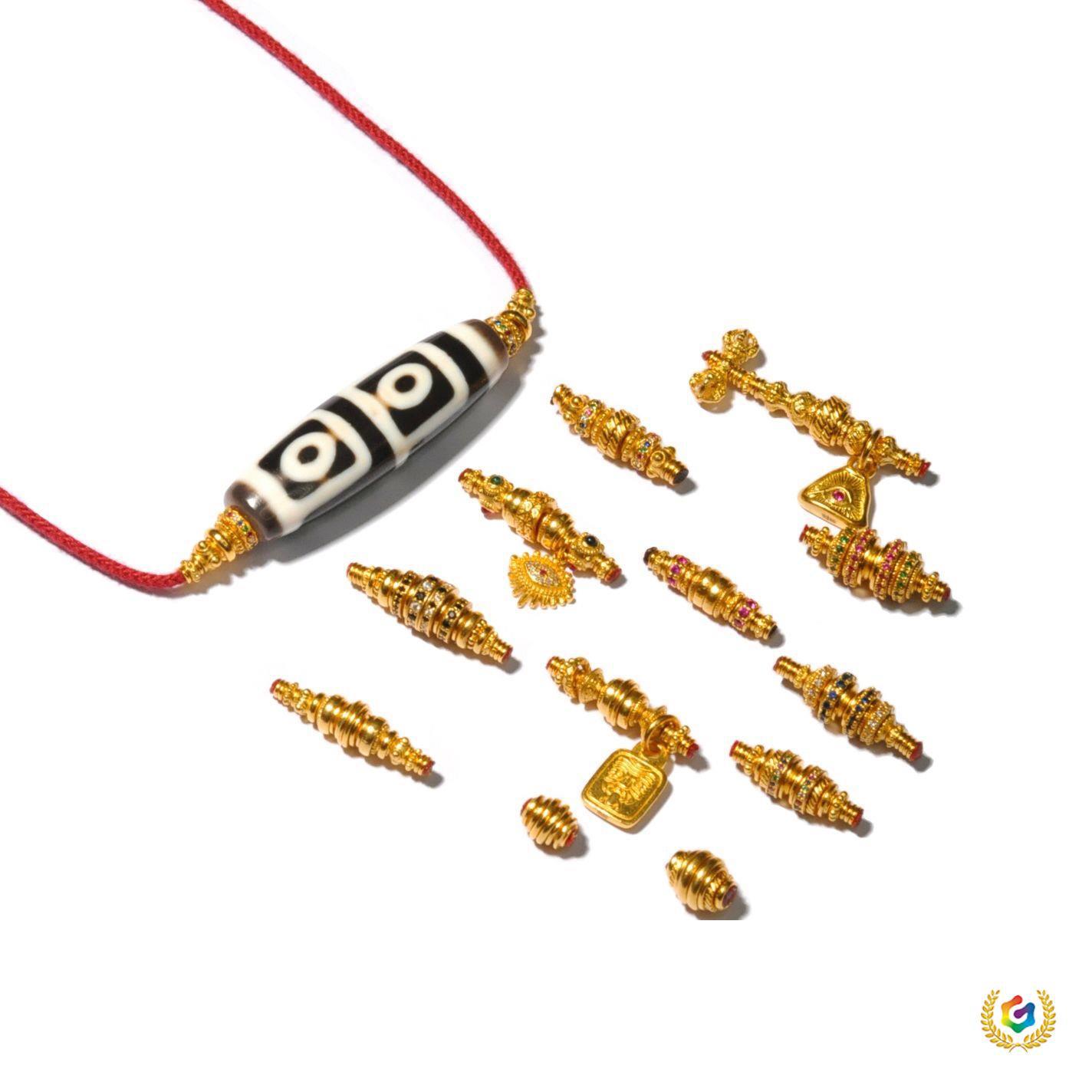 ✅ Light Luxury Retro-Colored Dzi Beads with Ancient Bead Accessories Universal Joint Clavicle Chain DIY Accessories Pendant Accessories