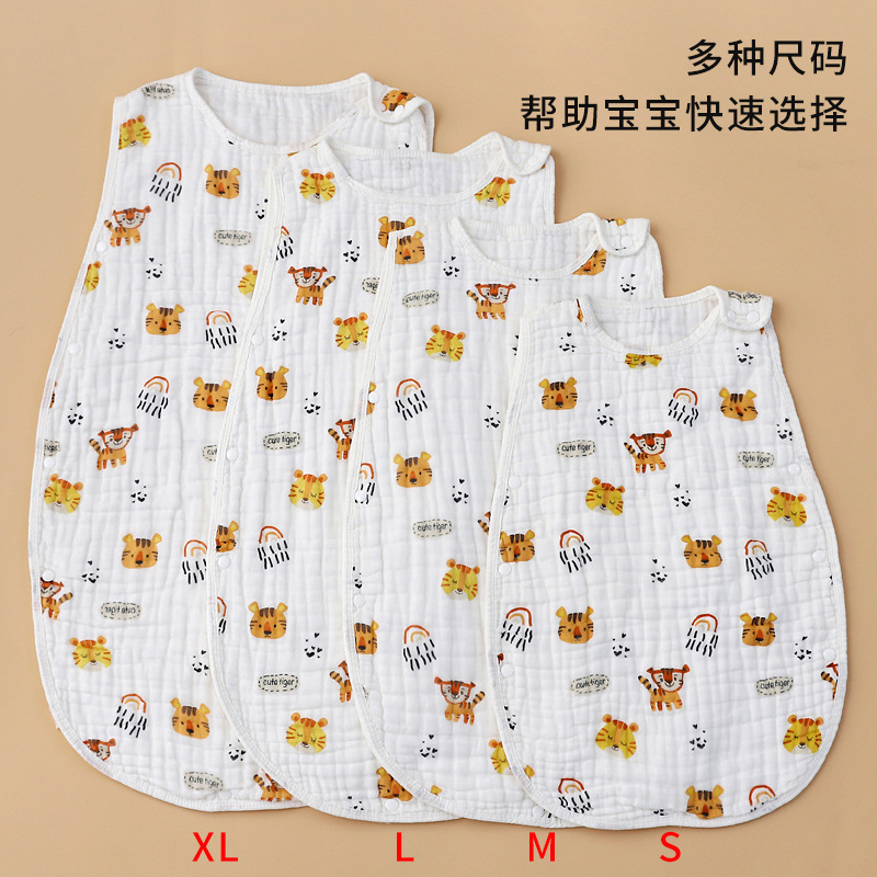 Summer Thin Sleeping Bag for Infants and Young Children High-Density Seersucker Spring and Summer Newborn Two-Piece Vest-Style Gauze Sleeping Bag