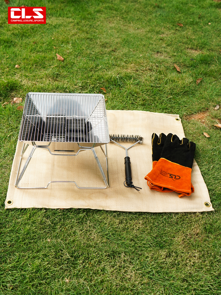 Огнеупорная ткань для кемпинга, пикниковый барбекю, теплоизоляционный мат, огнеупорное, высокотемпературное пожарное одеяло, стекловолоконная огнеупорная ткань