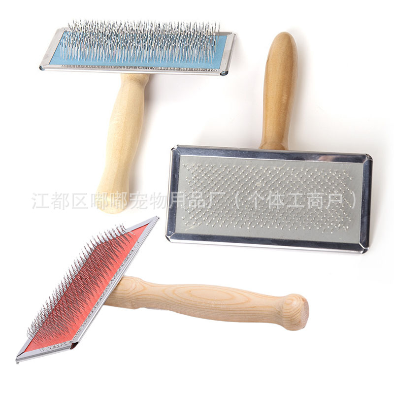 Кросс-бордерная расческа для домашних животных с деревянной ручкой, расческа для собак, расческа для кошек с иглами, щетка для домашних животных, расческа для кошек, чистящая щетка, стальная щетка