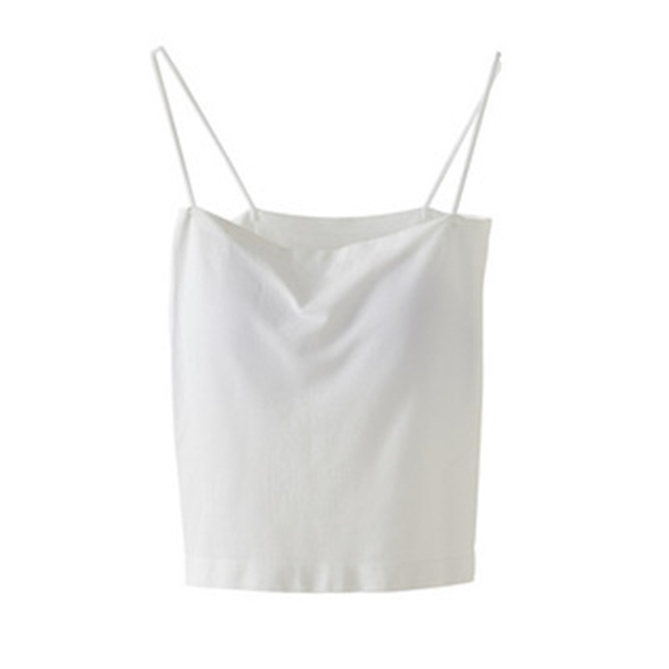 Korean Style Hot Girl Solid Color Camisole Women's Summer All-In-One Breast Pad Outer Top Without Rims Thin Strap Bottoming Tube Top