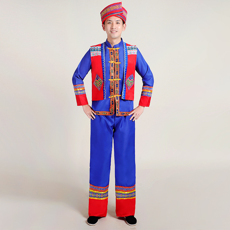 New Ethnic Minority Costume Male Ethnic Style Adult Yunnan Yi and Miao Performance Costume Hulusi Dance Costume