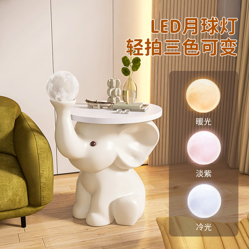 Elephant Floor Ornaments Living Room Large TV Cabinet Next to Sofa A few Cream Wind Decorations Moved to New House Gifts