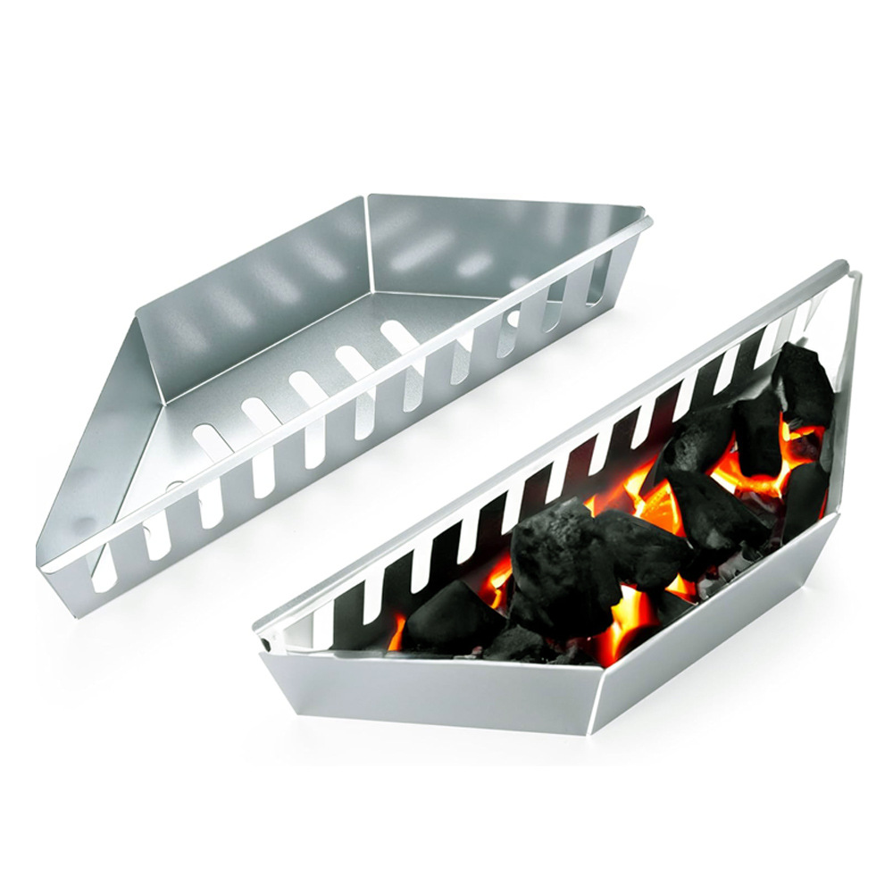 Outdoor BBQ Barbecue Charcoal Basket Galvanized Sheet Sawdust Smoked Basket Fruit Charcoal Grilled Basket Barbecue Smoked Box Heating Stove