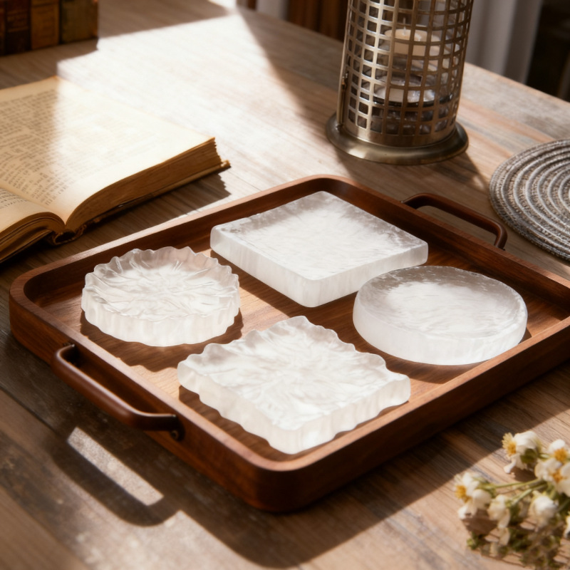 Japanese-Style Glass Tea Tray Kung Fu Tea Set Coaster Tea Cup Mat Heat Insulation Pad Tea Cup Tea Ceremony Tea Mat Cup Holder Tea Saucer Wholesale