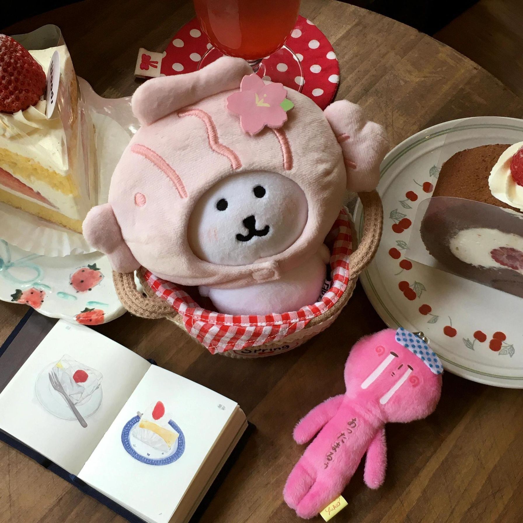 Sakura Taiyaki Headgear Bear Doll Toy Plush Doll Gift Pendant DIY Stall Display Cartoon