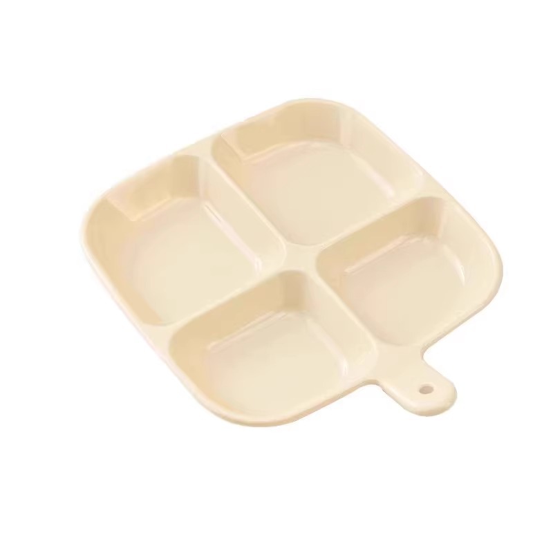 Ingredients Preparation Plate New Ginger and Garlic Dinner Plate Four-Compartment Household Compartment Hot Pot Kitchen Storage Multi-Functional Side Dish Packaging