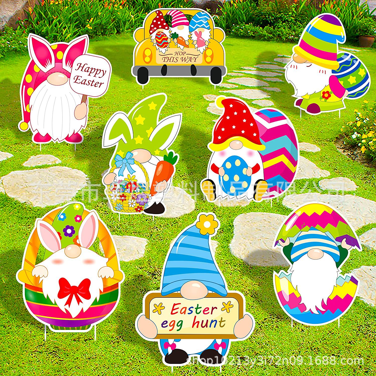2025 Easter Courtyard Sign Cross-Border Lawn Colorful Rabbit Outdoor Yard Decoration Holiday Sign