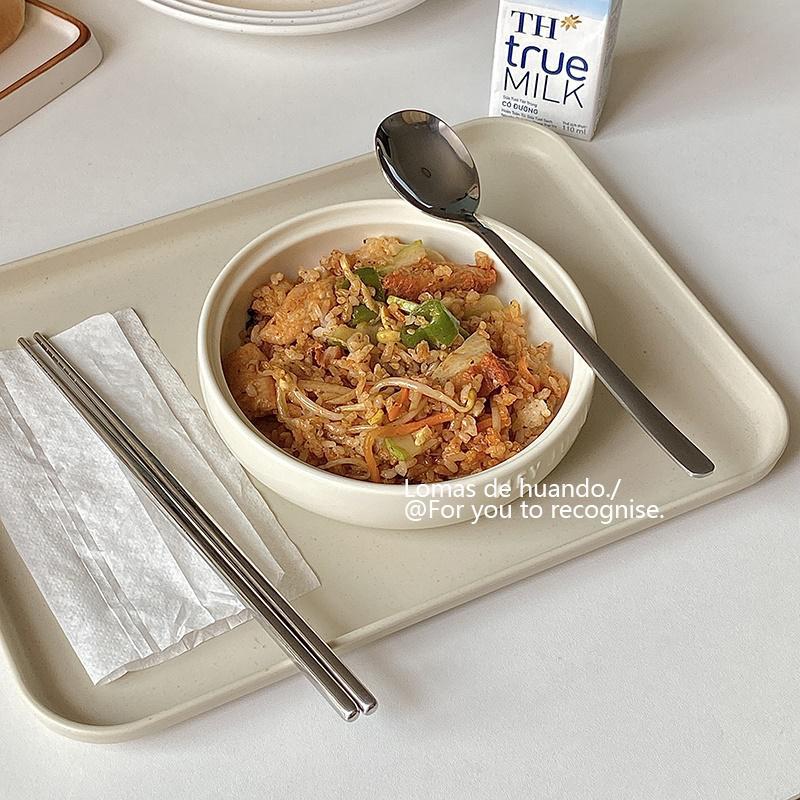 ins style Korean style large barbecue spoon 304 thick stainless steel Western food spoon long handle spoon bibimbap spoon Internet celebrity