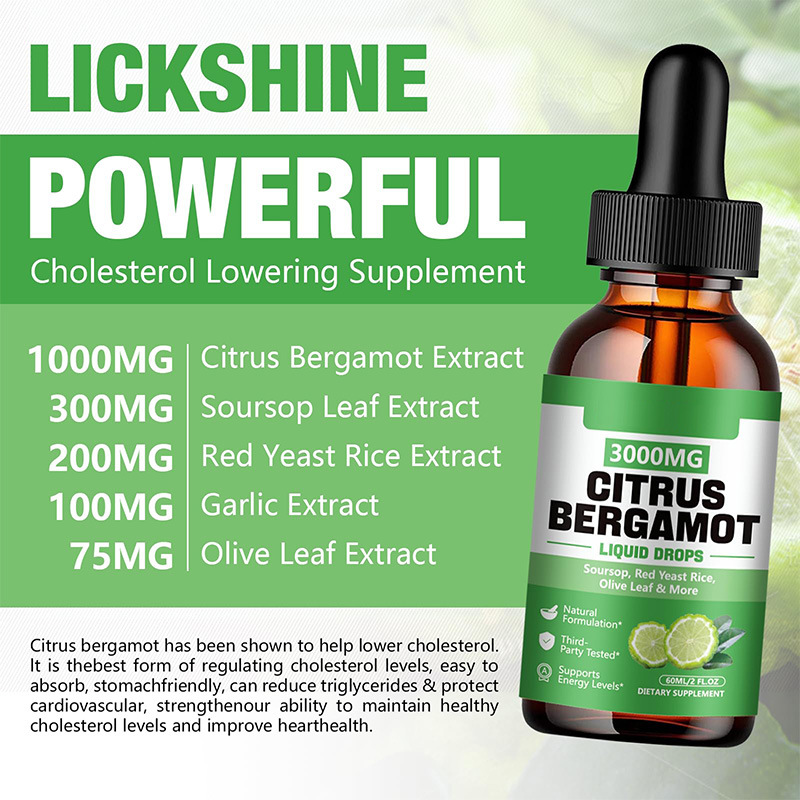 Citrus Bergamot Liquid Drops Easy Absorption Lower Cholesterol Supplement for Immune Support Health
