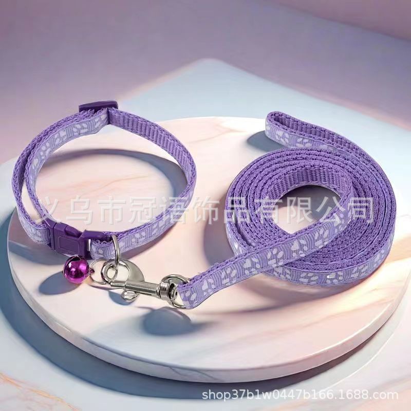 Dog Claw Print Leash Footprint Leash Collar suit Cartoon Pet Collar Cat Leash Collar