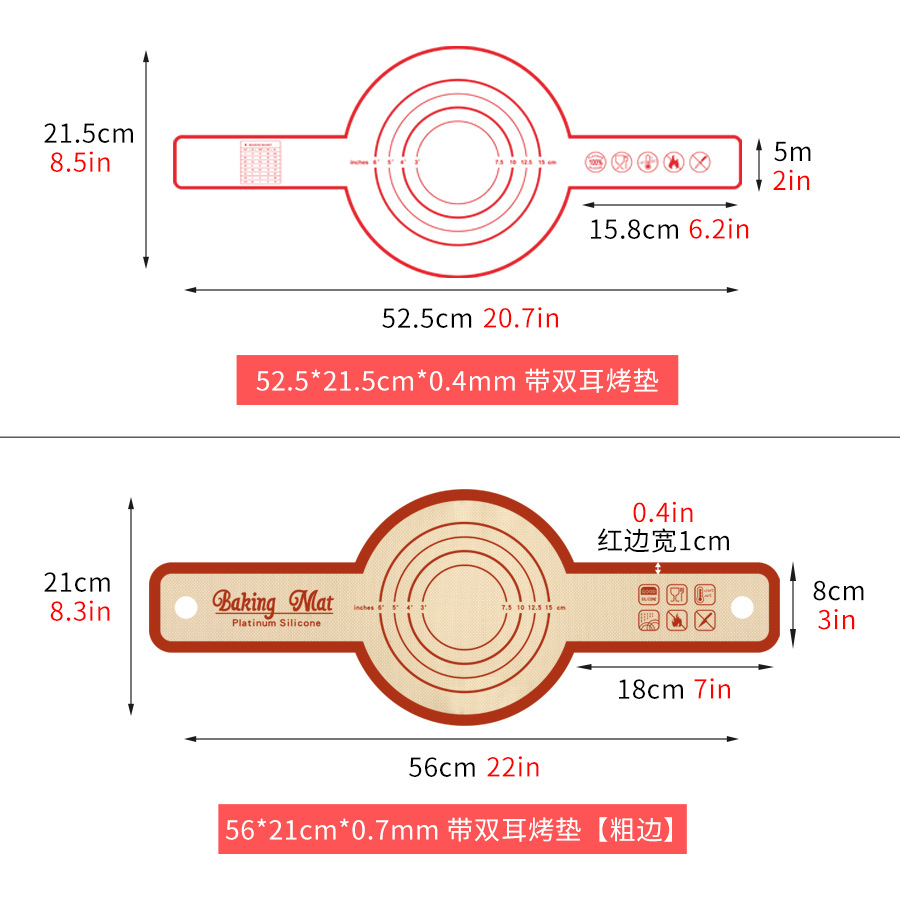 Amazon spot kitchen home rolling pad silicone chopping board kneading pad scale multi-size and pad wholesale
