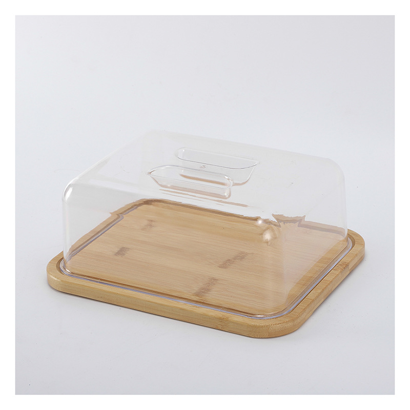 Korean-Style Rectangular Cake Cover Tray Tasting Plate Cover Transparent Acrylic Cover Dessert Shop Supplies Cheese Cover Storage