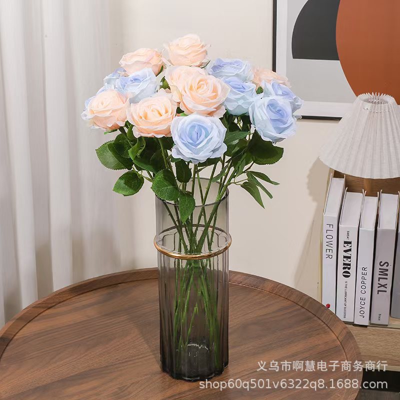 Simulation rose single silk cloth home wedding flower arrangement Valentine's Day rose wall decoration silk flower fake flower wholesale