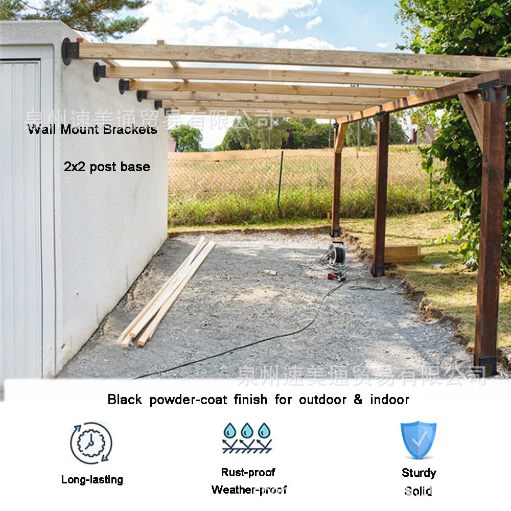 Heavy duty solid square railing base black wall mounting bracket kit for deck railing mailbox