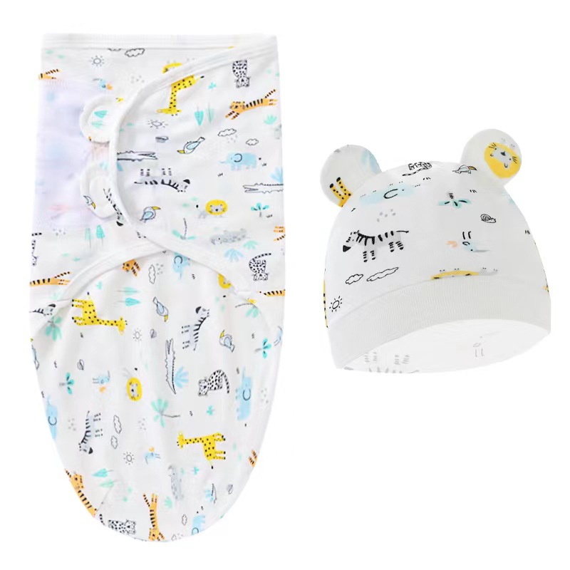 Foreign trade Europe and the United States newborn baby baby spring silkworm sleeping bag delivery room towel baby sleeping bag and hat set 8304