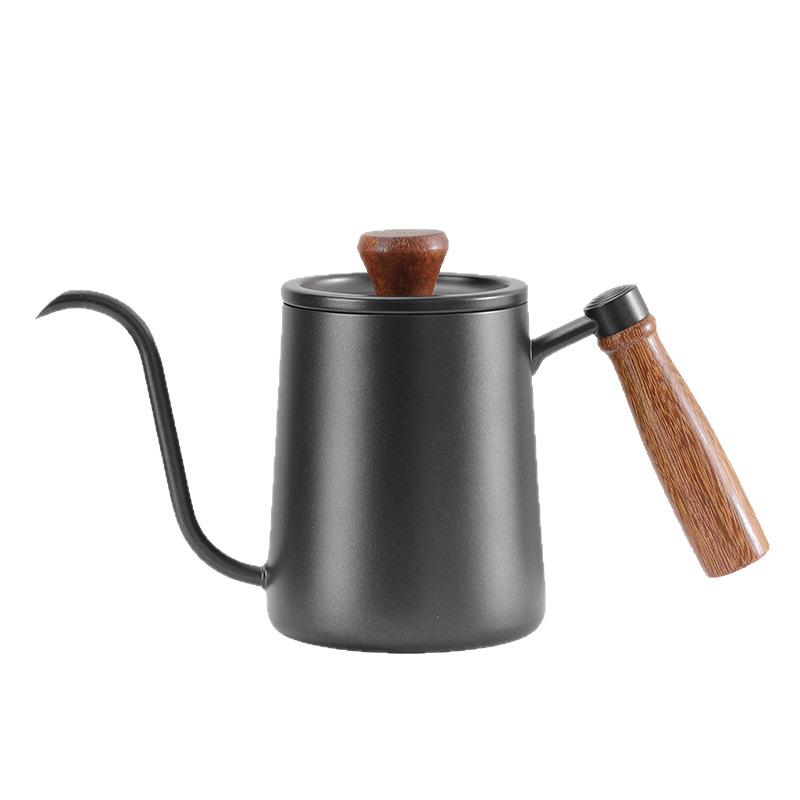 Chicken Wing Wooden Handle Pot 304 Stainless Steel Coffee Pot with Scale Slender Mouth Hand Pour Coffee Appliance Dripping Filter