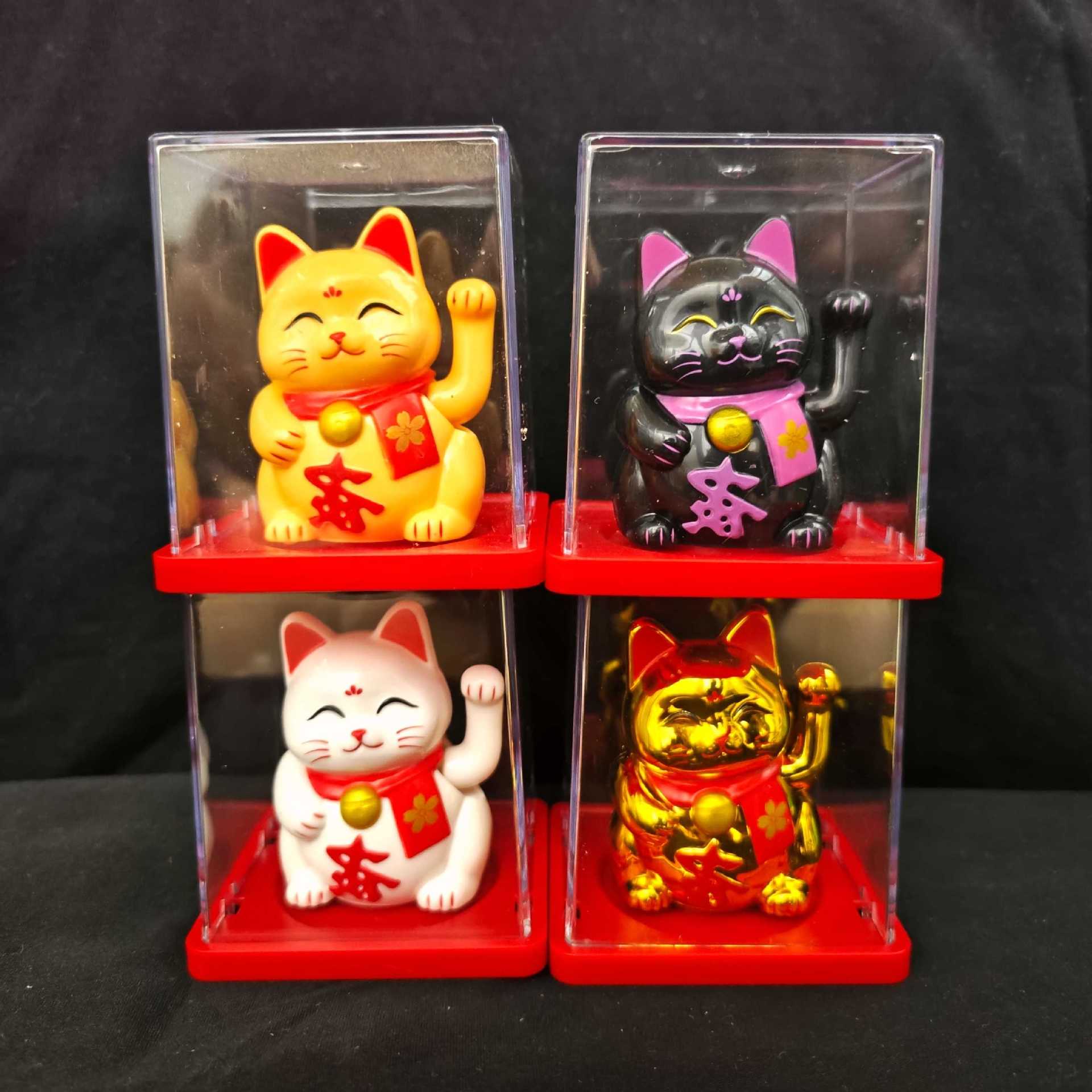 Creative solar lucky cat 2-inch ornaments automatically beckons all directions to make money office desktop cashier front desk decoration