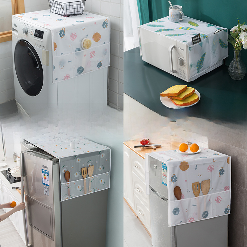PEVA Refrigerator Cover Cloth Dust-proof Microwave Oven Dust-proof Cloth Waterproof Dust-proof Household Single and Double Door Refrigerator Cover