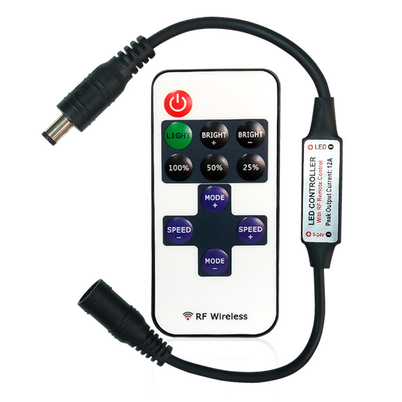 Manufacturer double red Source 11 key monochrome controller RF wireless RF DC Mini dimmer LED light strip controller
