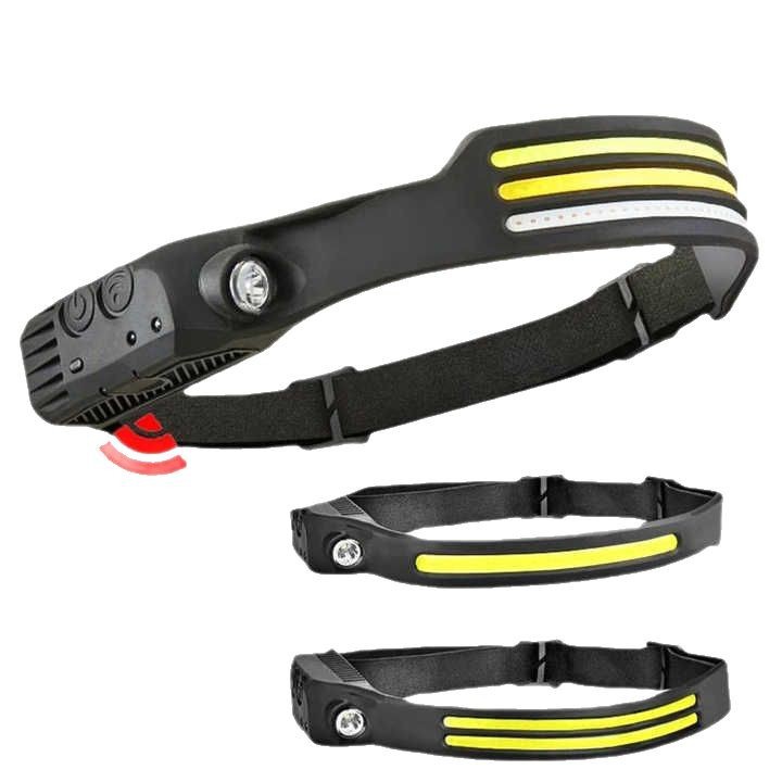 New cross-border waving induction COB headlights outdoor cycling lights USB charging night running lights strong light headlights silicone