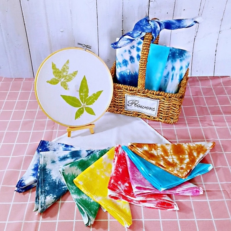 Tie-Dye Pure Cotton White Fabric Square Towel Kindergarten Pure Cotton Bleached Fabric Dyed Multi-Color DIY Dyeing Handmade Batik