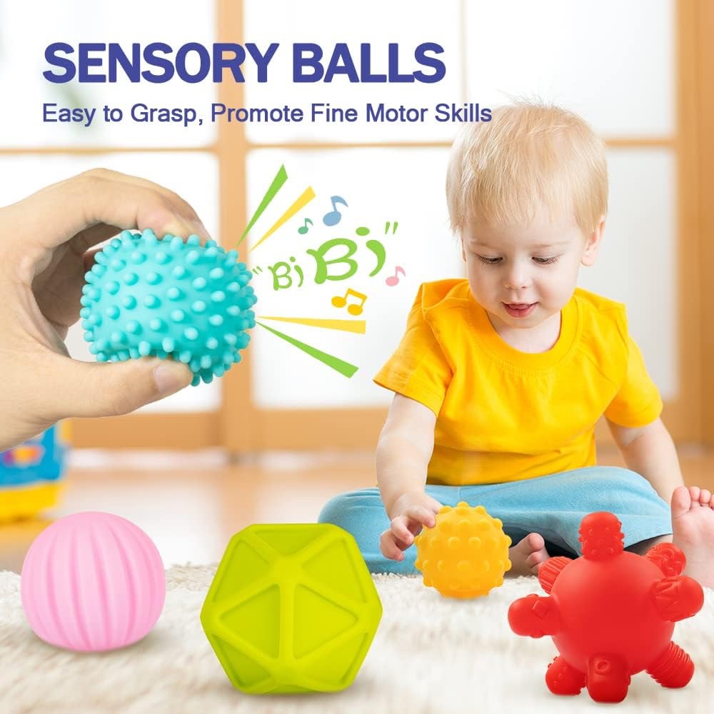Cross-Border Vinyl Chewable Ball, Squeeze and Squeak Baby Early Education Educational Stacking Soft Rubber Building Block Set Toy