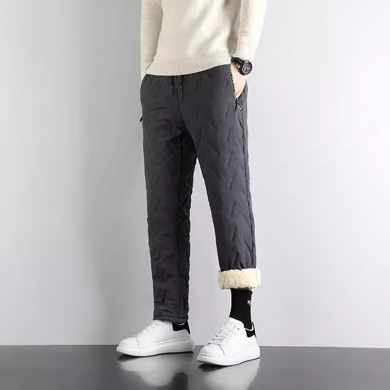 Cold-proof Wei Pants Lamb Velvet Pants Men's Winter fleece-lined Thickened Snow Pants Extra Large Size Windproof and Warm Wearing