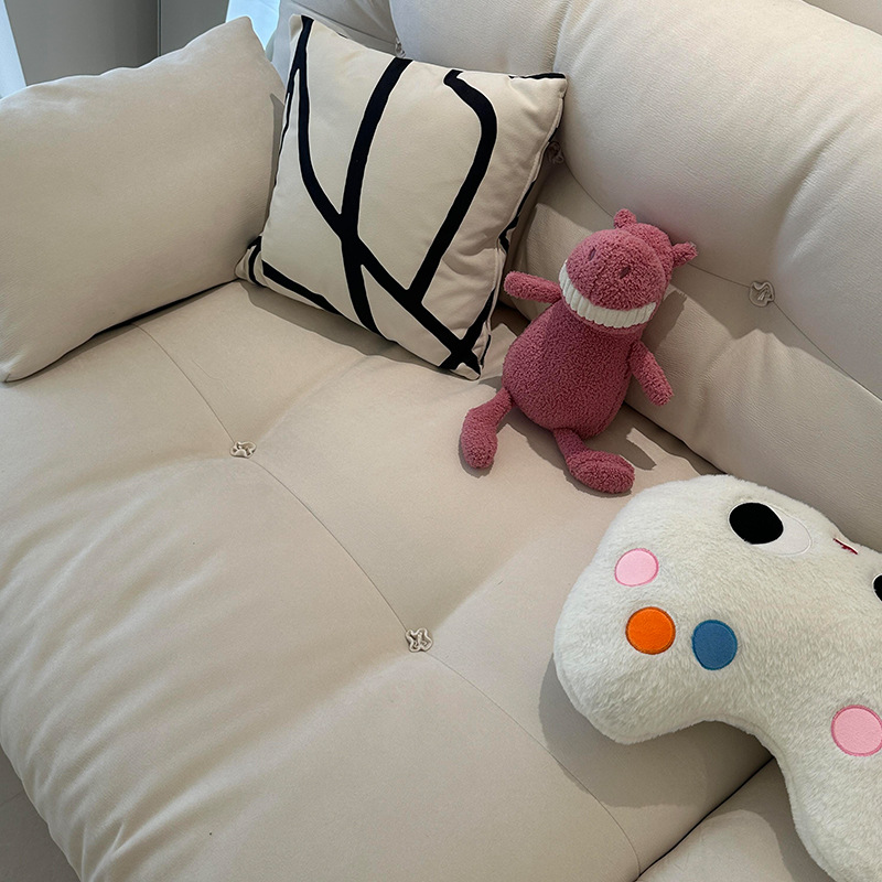 French-Style Cream Cloud Straight Sofa for Living Room, Small Apartment, Modern Light Luxury, Simple Internet Celebrity Sailboat Fabric Sofa