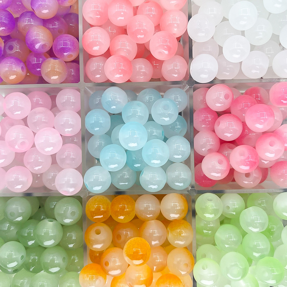 Jade Material Glass Beads Loose Batch for Bracelets DIY Jewelry Accessories Bead Materials Glass Beads String Beads Loose Beads Round Beads