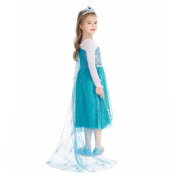 2021 European and American frozen Anna princess dress long sleeve cloak dress Christmas dress Princess dress children's dress