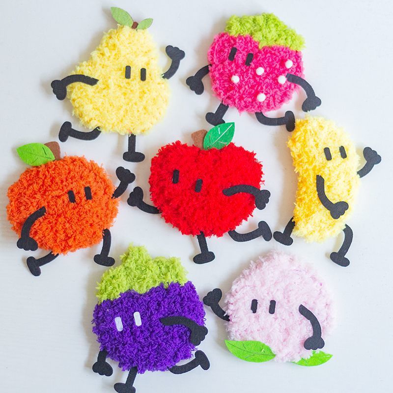 Children's Embroidery Handmade DIY Material Package for Beginners Kindergarten Simple Self-Embroidery Cartoon Fruit Poke Poke Fun