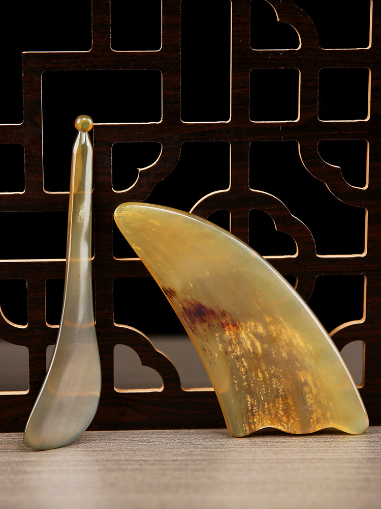 Buffalo Horn Scraping Board, Tendon Pulling Stick, Beauty Salon Massage Scraping, Face Lifting, Whole Body Universal Natural Buffalo Horn Board