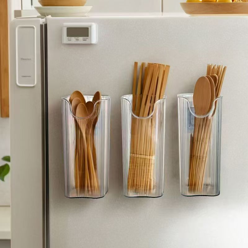 Wall-Mounted Umbrella Storage Tube Transparent Punch-Free Home Kitchen Chopsticks Spoon Storage Rack Cabinet Wall-Mounted Storage