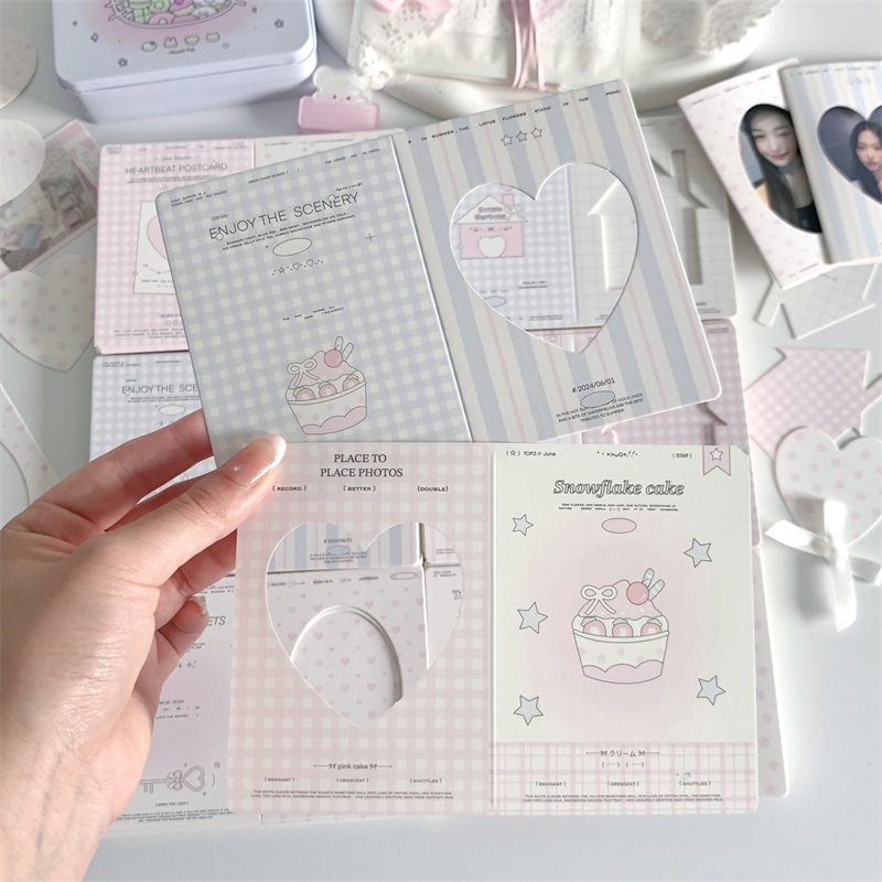 Mini Ins Hollow Folding Card Card Protection Small Card Packaging Material Decoration Folding Diy Message Greeting Card